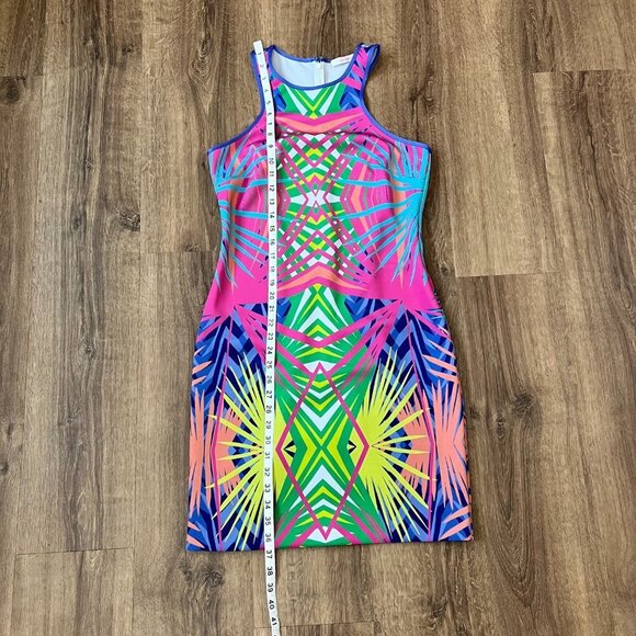 Alice & Trixie Claire Bright Palm Print Scuba Dress Sz M - Picture 9 of 13